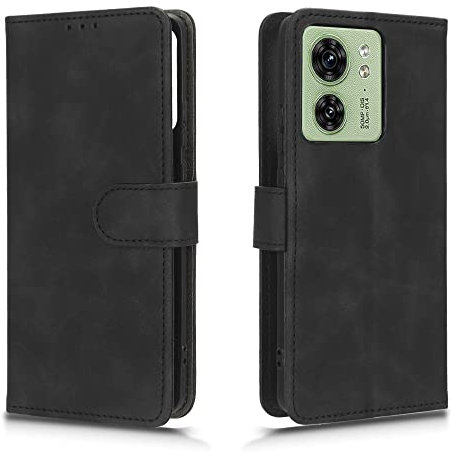 PEIYE Coque Cuir Étui pour Motorola Edge 40 Housse, Etui Portefeuille Case Cover, Fermeture Magnétique, Flip Béquille et Emplacements pour Cartes -Noir