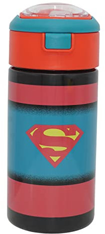 HOVUK Superman Kids Water Bottle 500ml, Tritan Drinks Bottle with Lid Freezer Safe, Push Button Sports Water Bottle Gifts for Kids 3+Years