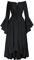 Damen Gothic Pirat Kostüm Cosplay Fasching Party Bodenlang Swing Hexenkostüm Schwarz XL