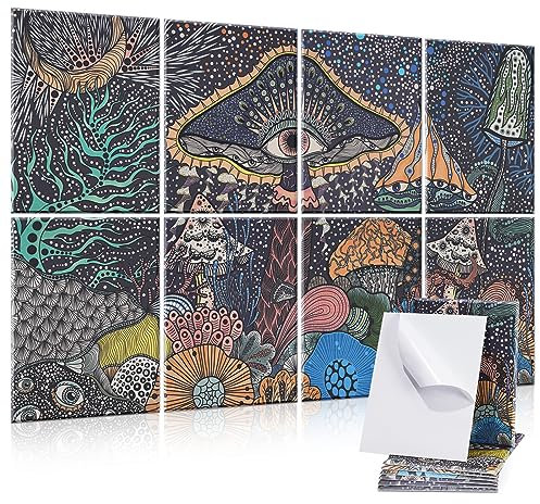 Yrendenge 8 Stück Akustikplatten, Selbstklebend Akustikpaneele Schalldämmung Wand Panel, 30x40x0.9cm Hoher Dichte Schalldichte Akustik Panel Schallabsorber Wand für Büro Wanddekoration(Pilzmuster)