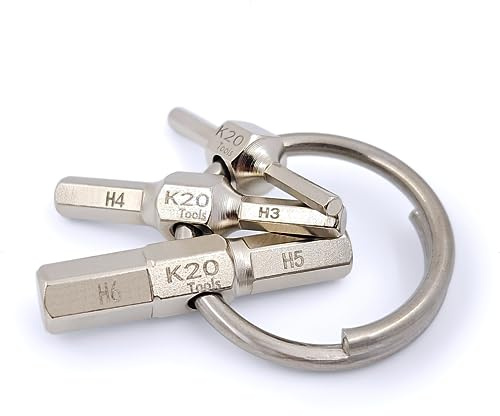 K20 Tools - Keychain Hex Key Allen Wrench Multi-Tool Set - Metric 2, 2.5, 3, 4, 5, 6 mm