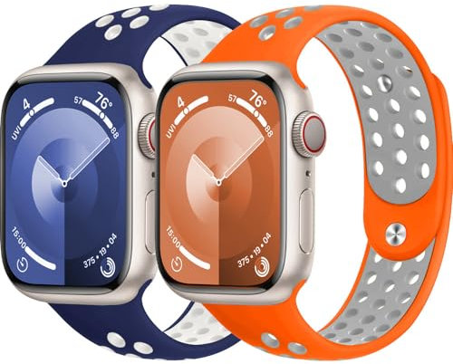Cinturini per Apple Watch Ultra/2 49mm 46mm 44mm 45mm 40mm 41mm 42mm 38mm Uomo/Donna,Silicone Morbido Sport Band Elastico Traspirante Cinturino per Apple Watch SE/2 Serie 10 9 8 7 6 5 4 3 Nike+