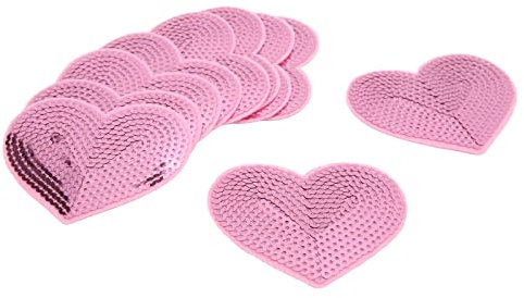 10 Stück Aufnäher Zum Aufbügeln, Rosa -Aufnäher, Zum Aufbügeln, Herz, Kleidung, Nähflicken, Reparatur-Dekorationsset, Pailletten-Flicken, Aufnäher-Applikation für die