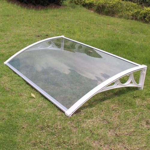Auvent De Fenêtre Moderne,Marquise De Porte D'entrée Courbé,Couverture De Pluie en Polycarbonate De 2,5mm,Auvent De Porte Silencieux avec Support Blanc,Contre Pluie Neige UV,Clear-80×240cm/31×94in