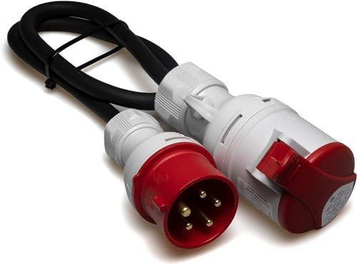 NAKA Starkstrom-Adapter 16A auf 32A CEE Stecker mit Phasenwender 0,5m