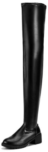 ticticlily Stivali Da Donne Tacchi Alti Scarpe Da Donna Coscia Stivali Alti In Pelle Primavera Scarpe Lunghe In Pelle Primavera Scarpa Femminile B Nero 42 EU
