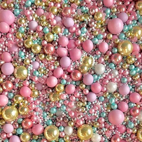Gold sprinkles luxury chocolate balls pink blue purple lilac princess cakes cupcake edible toppers sprinkle mix blend pearls party decoration baking biscuits cake topper balls pastel FAIRYTALE