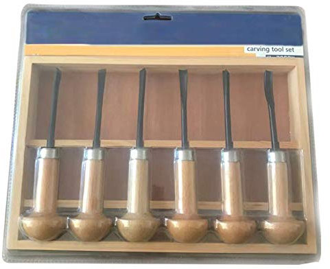 Samnuerly Wood Carving Chisel Set, 6 Pieces Sharp Tool Hand Carving Chisel Carving Spoon Bowl Set DIY Tools for Lathe Wood Cutting Ideal for Beginners