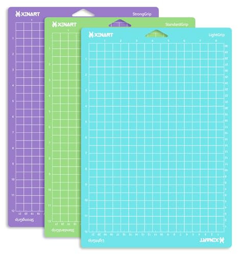 XINART Schneidematte für Cricut Joy Xtra 8.5x12,21.6 cm x 30.5 cm Varietygriff Zubehör für Cricut Karten, Papier, Vinylfolie, PlotterSchneide mit Raster flexibel und haltba (3 Stück)