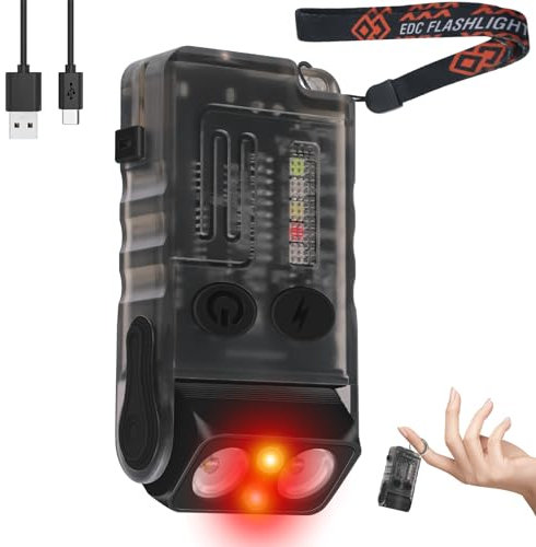 NGOKPYD V20 Mini Torcia Potente per Regalo Uomo con 180 Rotante,Magnete,Clip 2-Ways,IP67 Impermeabile,Torce Piccola Ricaricabile con Luce COB Verde/Blu/Rosso/Flash Rosso Blu Flashlight