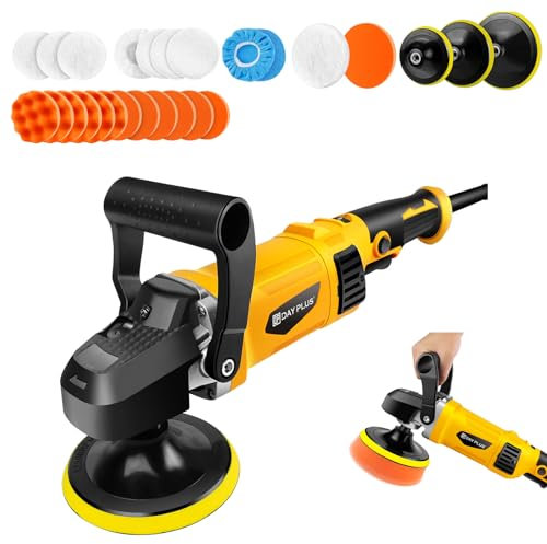 1400W Dual Action Poliermaschine 120-180mm Random Orbital Polierer mit 6 Geschwindigkeiten, 2m Netzkabel, mit mehreren Pads Zubehör für Autodetailing, Autopolitur, Autowachsen