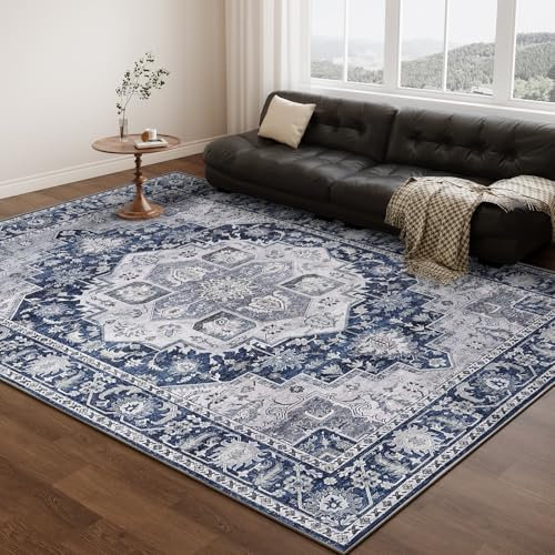 DUKINO Teppiche für Wohnzimmer, weich, rutschfest, waschbar, Kunstwolle, Schlafzimmerteppich, fusselfrei, für den Innenbereich, niedrige Flor, Boho-Teppiche für Esszimmer, Heimbüro, 15,2 x 22,9 cm,