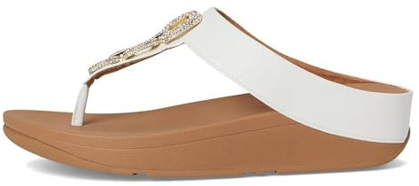 Fitflop Femme Fino Crystal-Chain Leather Toe-Post Sandals, Blanc, 37 EU