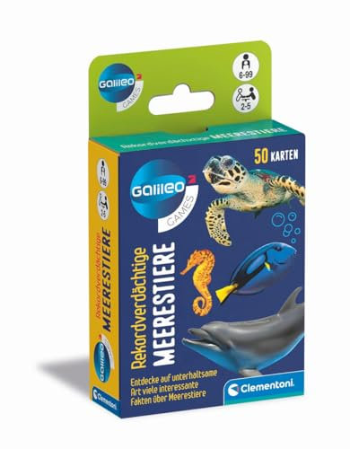 Clementoni Galileo Games 59386 - Carte di conoscenza degli animali del mondo marino - Gioco per bambini dai 6 anni in su, 59386