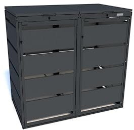MBOX24 Classic Mülltonnenbox für 2 Mülltonnen (120L) aus verzinktem Stahl, 2er Metall Mülltonnenverkleidung in Anthrazit, robust & wetterfest