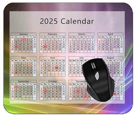 Tapis de Souris,Calendrier 2025 Tapis de Souris Gamer Mousepad,Éventail Léger Irisé Coloré Résistant aux Eclaboussures,Durable,Portable,Moderne