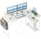 TIQLAB L Shaped Computer Desk with Power Outlets, 55 Inch Small Corner Desk with Reversible Shelves, Gaming Desk Computer Table Study Writing Desk for Home Office Small Space, White