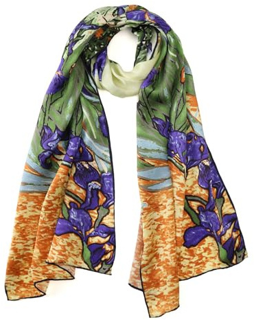 JWSilk Langer Charmeuse Seidenschal Klassischer Kunstdruck