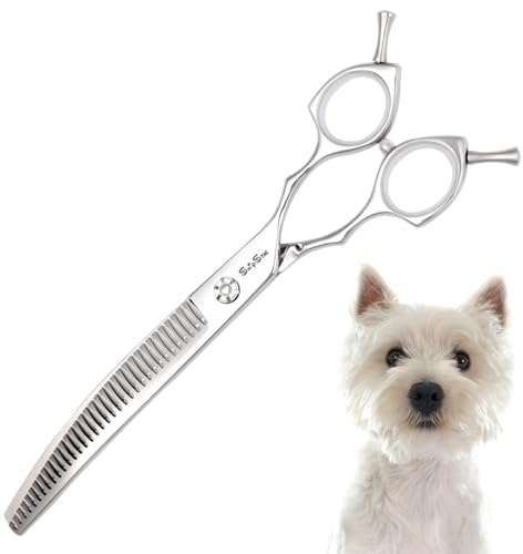 SnipStar 7.5 Zoll Professionelle Haustier gebogene Chunker Schere 25 Grad Biege Sliver High-End Groomers Schere 35 Zähne, Verdünnung Rate 65%