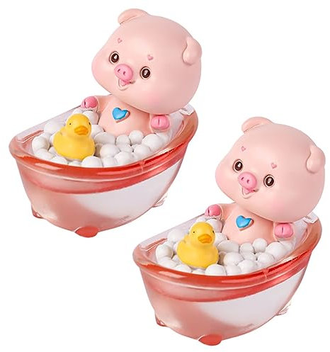VICASKY 2St kleine Tierverzierungen schöne Autoverzierung Autoschmuck Schweinekatzenstatue Kopfschütteln Tierverzierung Animal Figures House Decoration Hausbedarf tierische Dekoration Harz