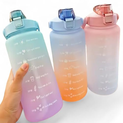 Davaco Pack 3 Botellas Deportivas 750 ml con Boquilla y Tapa Hermética - Sin BPA A Prueba de Fugas para Gimnasio y Exterior