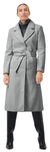 RICANO Rosanna Damen Mantel – Eleganter Kurzmantel mit Reverskragen und Gürtel, Vielseitig in Schwarz, Camel, Grau und Creme, Made in Italy (DE/NL/SE/PL, Alphanumerisch, S, Regular, Regular, grau)