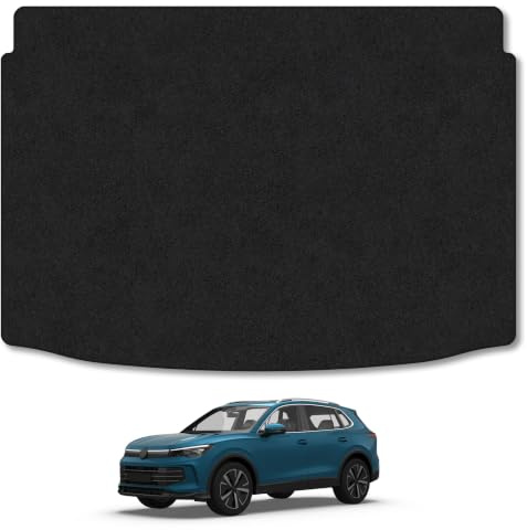 VW Tiguan (2024+) Carpet Boot Mat | Black Edge Trim Tailored Fit Boot Liner Full Coverage Protection Accessories Easy Clean Anti Slip Made in the UK