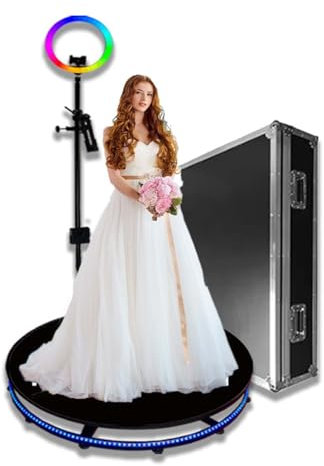 Automatische Zeitlupe Drehende 360 Video Kamera Selfie-Plattform,360-Fotokabine,Für 1–3 Personen,Ständer Mit Flughülle,80cm