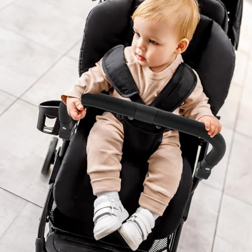 KTCINA Barre de pare-chocs pour poussette 37 x 31 cm angle réglable accoudoirs poignée de poussette ultra sûre stable robuste cuir PU poussette multifonction pour la plupart des poussettes