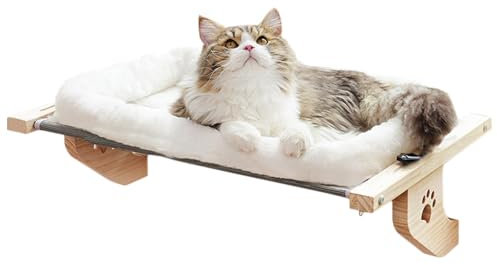 YLLSMGS Cat Wall Furniture Cat Window Perch Adjustable Hanging Hammock with Cushion Bed Cover for Windowsill Bedside Drawer Cabinet