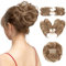 XFSRG Extensions Echthaar Haarteile mit Klammer Messy Hair Bun für Damen (Gelb)