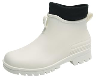 MGGMOKAY Donna Impermeabili Scarpes da Pioggia Stivali da pioggia invernali in caldo pile termico Giardinaggio Antiscivolo Scarpe,Bianco(warme),36