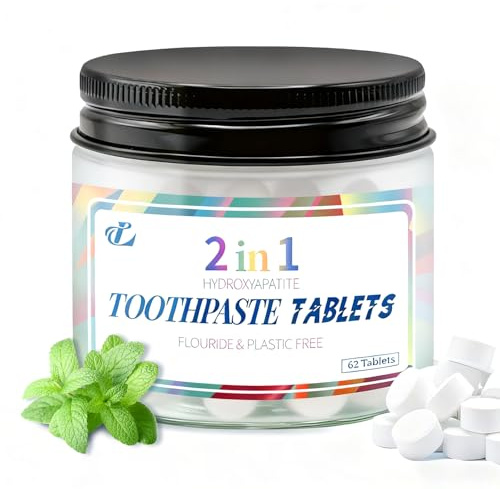 ROSEYE Kaubare Zahnpasta Tabletten mit Hydroxylapatit, Fluoridfrei & Zero Waste, Remineralisiert den Zahnschmelz, Schutz vor Karies & empfindlichen Zähnen, Reise Zahnpastatabletten Minze