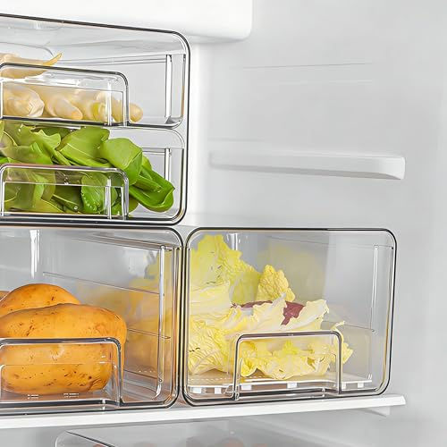 Organizador para nevera con cajón, organizador plegable y extraíble para nevera, contenedor transparente para almacenamiento de alimentos, organizador de cocina para despensa y cocina