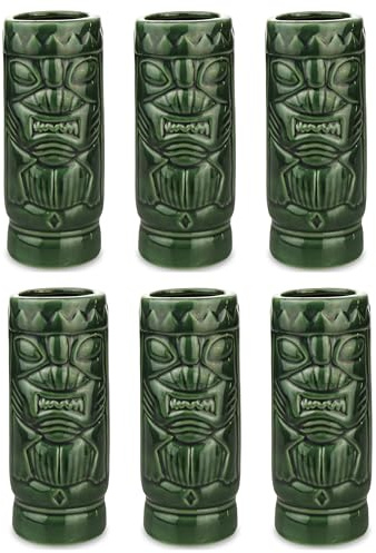 Verre à Cocktail Tiki Mug Mean Vert Style Polynésien Décoration Intérieur Extérieur Maison Cuisine Bar lot de 6 Tasses TIKIS en Céramique