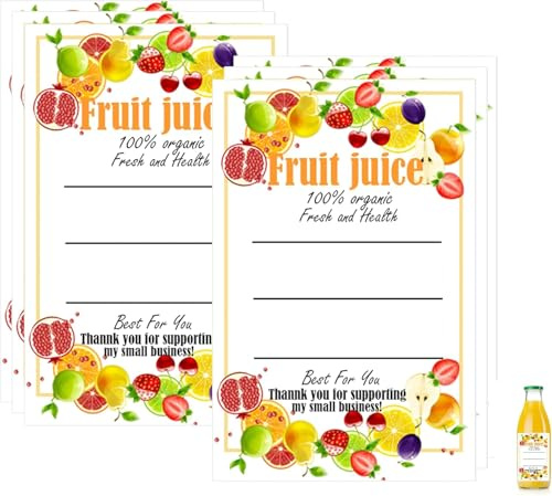 150 Pcs Plastic Juice Bottle Labels Stickers Drink Containers Stickers | 1.6 x 2.4 Inch Fruit Juice Drink Canning Sticker for 12oz 8oz 4oz Milk and Other Beverages Bottles