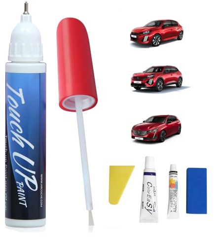 AntDiseno EVH Elixir Rosso Rimuovi Graffi per Peugeot 2008/208/308, 2 in 1 Auto Ritocco Vernice Penna con Pennello, Soluzione Rapida e Facile per la Riparazione