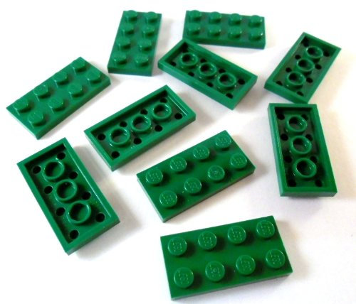 LEGO 10 Piezas Placa 2 x 4 Corrugado en Verde.
