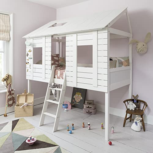 Noa and Nani Christopher Treehouse Midsleeper Bed with Hans Windows in Classic White