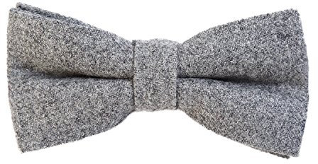 DonDon Herren Fliege 12 x 6 cm Baumwolle gebunden und längenverstellbar hellgrau