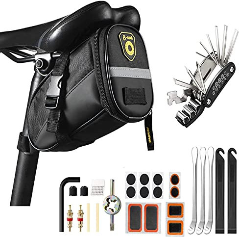 Fahrrad Reparatur Set, JOLY FANG 16-in-1 Fahrrad-Multitool Satteltasche Fahrrad Multifunktionswerkzeug Pocket für Mountainbikes und Rennräder