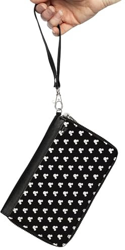 Buckle-Down Disney Mickey Mouse Designer-Geldbörse für Damen, Reißverschluss-Clutch, ästhetische Handgelenktasche, Kunstleder, Weiß, Schwarz, 7.5x4.5, Buckle-down Geldbörse mit Reißverschluss,
