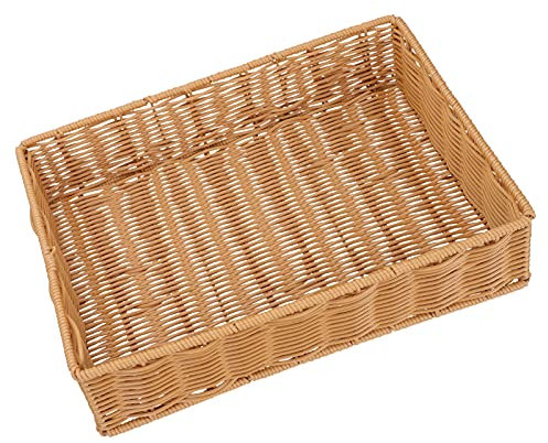 Tomaibaby Rattan Serving Tray Rectangular Wicker Woven Fruit Basket Bread Vegetable Baskets for Kitchen Countertop Picnic