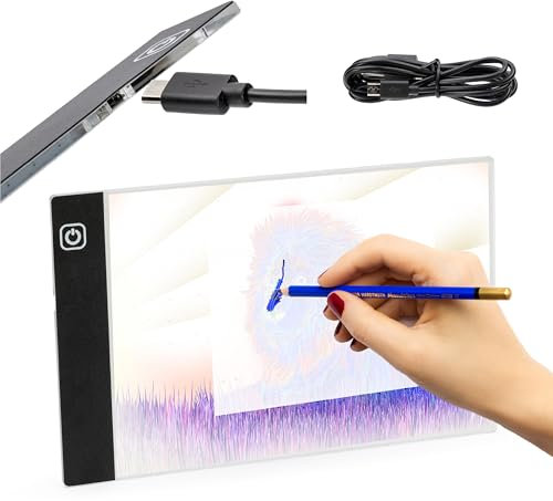 Tableau lumineux pour dessiner A5 - Table lumineuse pour dessiner des LED avec luminosité réglable