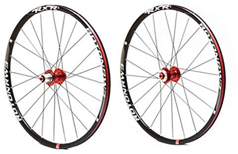 Fahrradteile 26/27.5 Zoll Fahrrad Laufradsatz Trekking Hohlkammerfelge schwarz Messerspeichen 24H Doppelwandig Radfahren Räder 9/10/11 Speed (Color : Red, Size : 27.5inch)