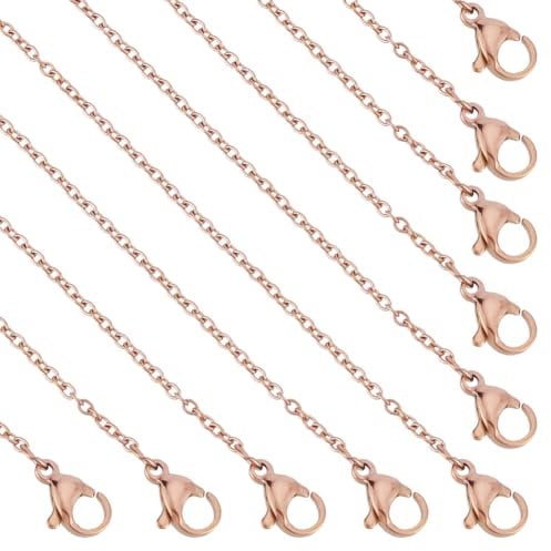 UNICRAFTALE 10 Stk 45 cm (17.7 Zoll) Rose Gold Halskette Kette Mit Karabinerverschluss 304 Edelstahl Halskette Klassische Metall Kette Schmuck Halskette Kette Schmuck Zubehör Für Schmuckherstellung