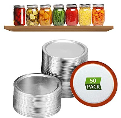 WANGCL 50Pcs Wide Mouth Canning Lids Food Grade Material Split-Type Metal Mason Jar Lids Wide Mouth 86MM