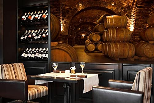 Décoration Murale Papier Peint 3D Cave À Vin Et Tonneau De Vin, 150 * 105cm pour Salon Chambre d'enfants restaurant Décoration Murale