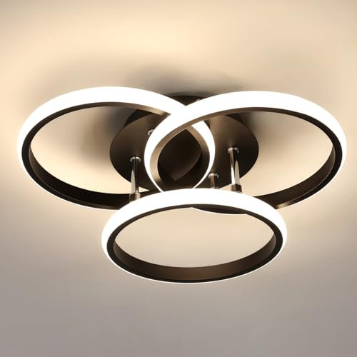 Comely Led Deckenleuchte Rund 40CM, 40W 4500LM Deckenlampe Wohnzimmer Schwarz Modern, Schlafzimmer Lampe aus Aluminium 4500K Neutralweiß für Flur Büro Arbeitszimmer