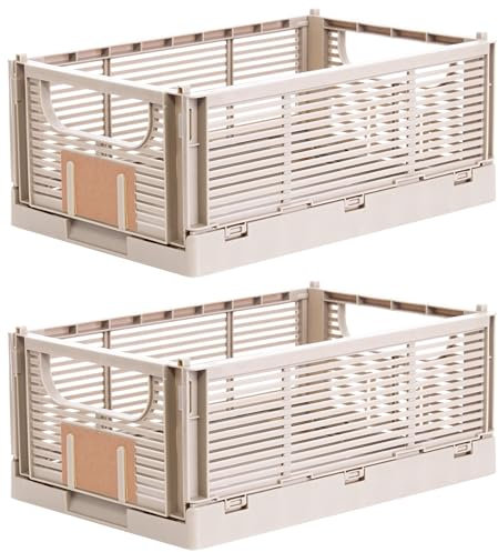 Brandsseller Faltbare Klappbox S 2er Set stabiler Einkaufskorb stapelbarer Transportkorb Aufbewahrungskiste - Natur